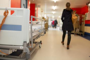 Woman leaving hospital