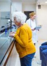 People waiting in a hospital setting