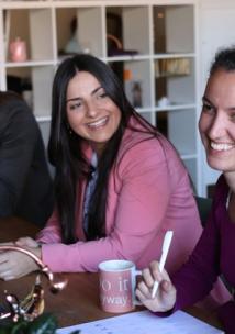 Three women in a meeting